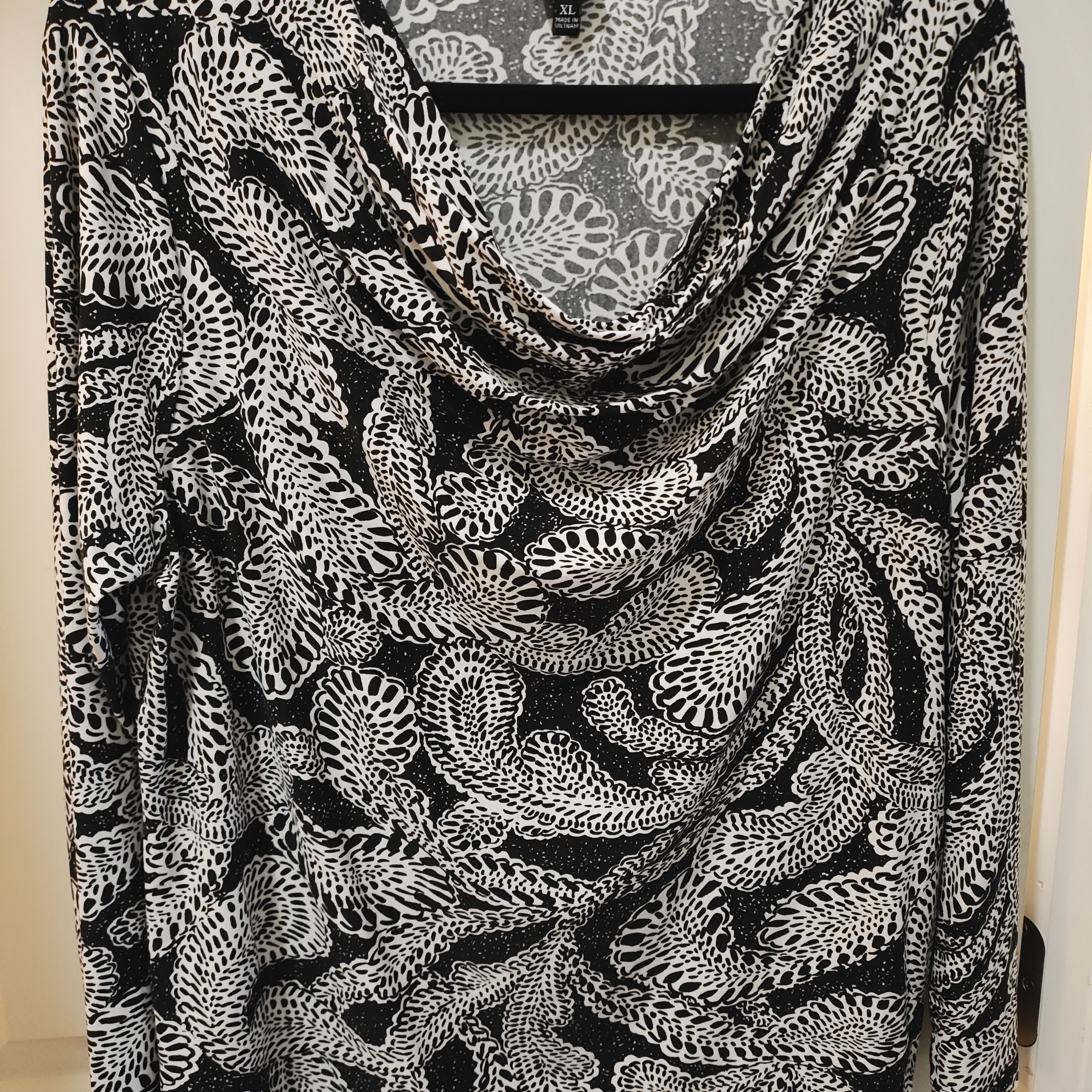 Rafaella Monochrome Animal Print Cowl Neck Top